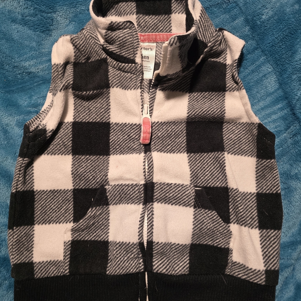 Carter's Pink and Black Plaid Fleece Vest
